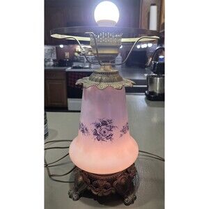 "Gone With The Wind" Style Base Featuring  Bluebell and Rose Hurricane Lamp